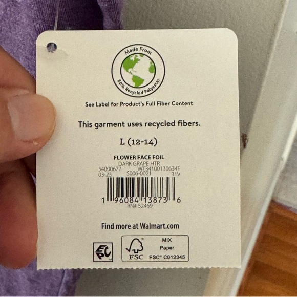 Way to Celebrate L (12-14) Purple Flower Skull Graphic Tee Halloween - Picture 8 of 8